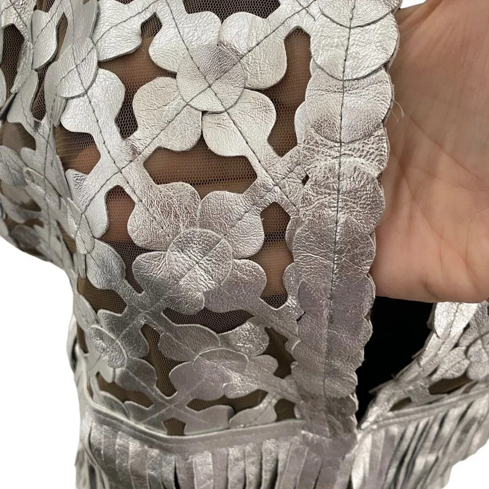 Belgin Francis Silver Leather Fringe Vest NWOT - Picture 3 of 9